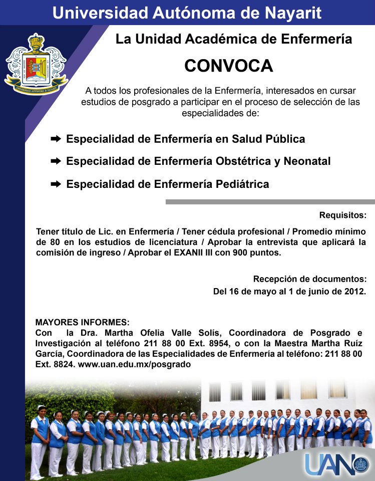 Convocatoria Especialidades en Enfermería