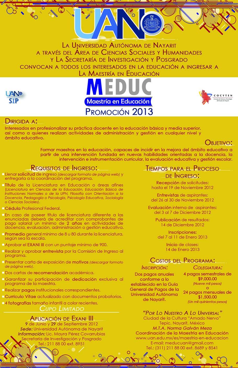 Convocatoria Maestría en Educación 2012