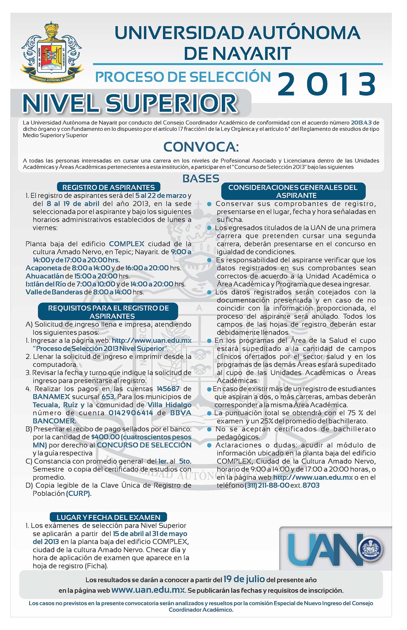 Convocatoria a Concurso de Selección de Ingreso a nivel Superior