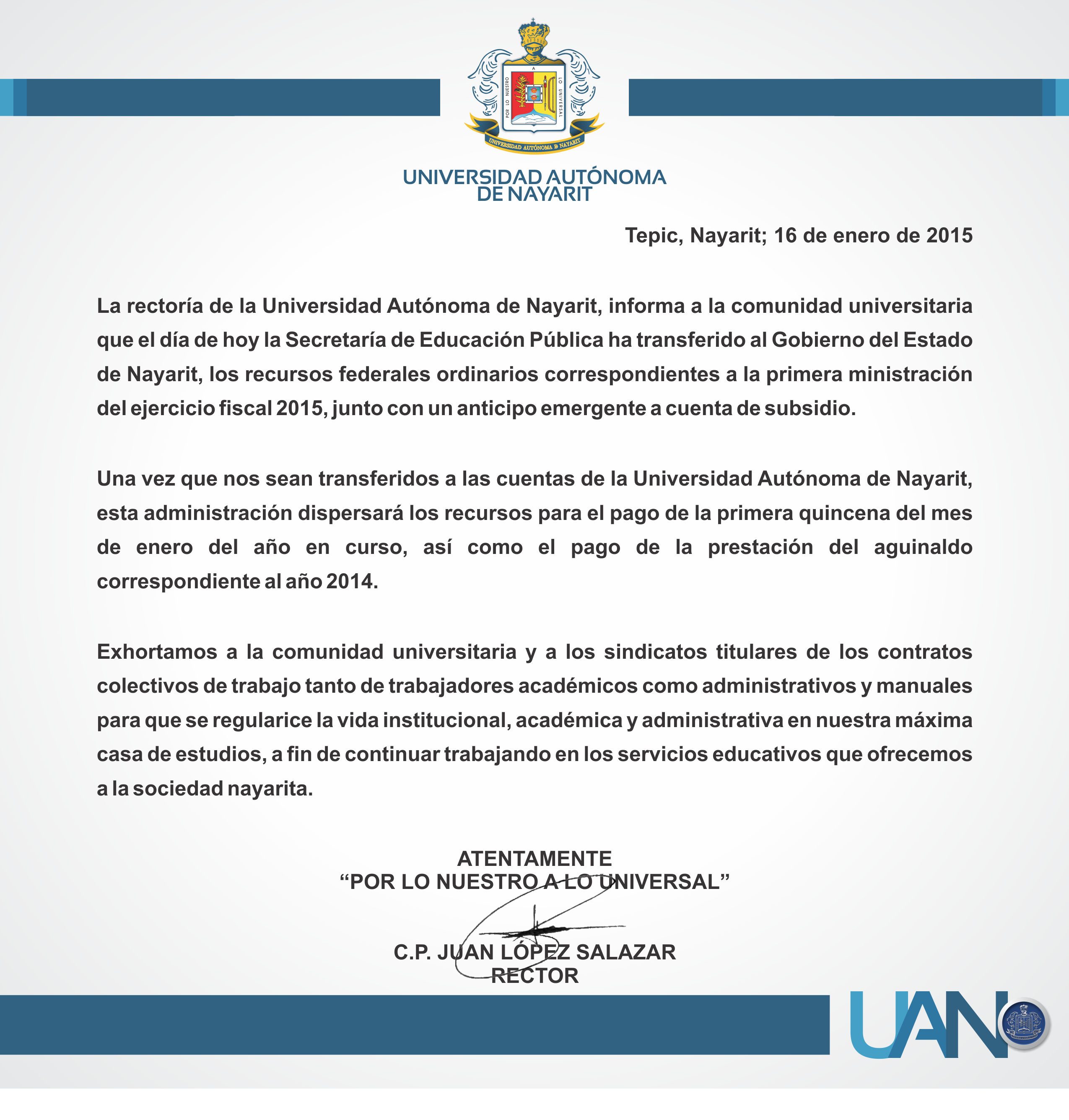 Aviso Oficial 16 de enero