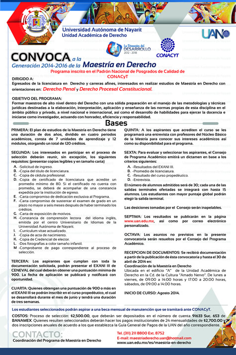 Convocatoria Maestría en Derecho 2013