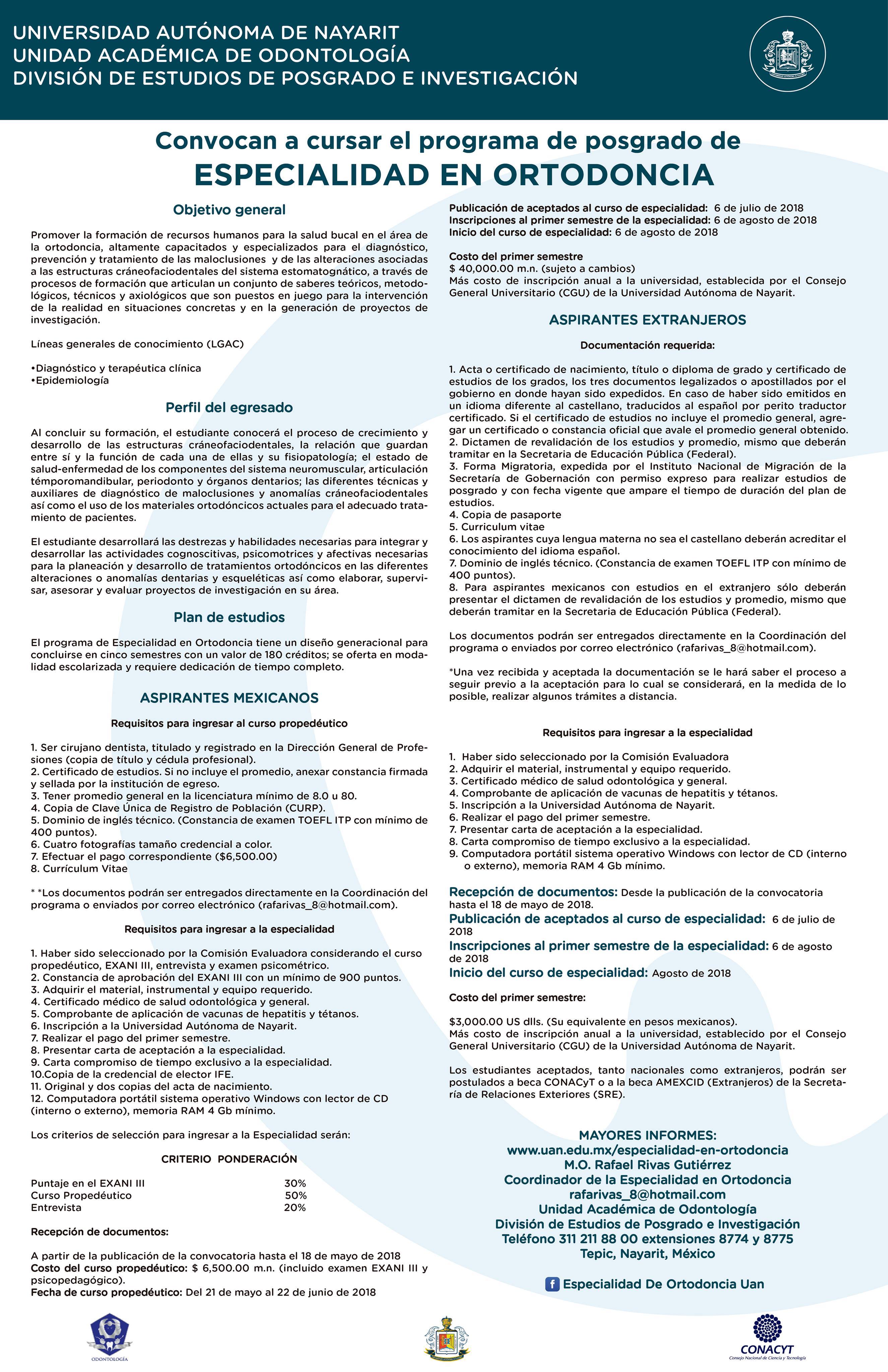 imagen convocatoria 
  
  Especialidad en Ortodoncia